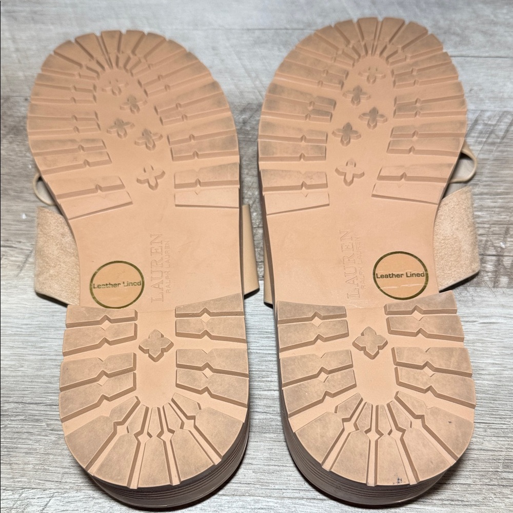 Ralph Lauren Kelsie Leather Slide Sandals - Picture 8 of 8